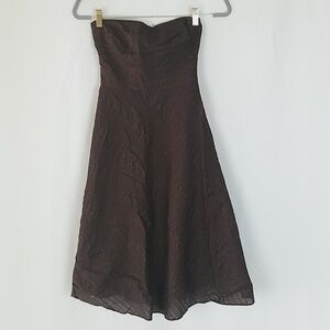 J Crew women 0 brown strapless embossed beach dres